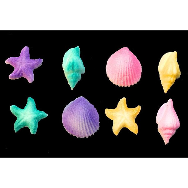 12pk Pastel Sea Creatures Sea Shells Star Fish Ready To Use Hand Crafted Cake Cupcake Sugar Decoration Toppers