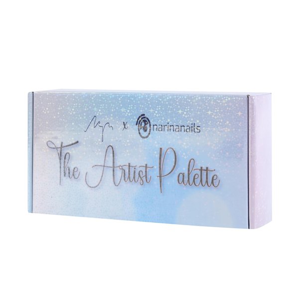 16 colours Narina The Artist Palette x MPA with mixing pad, 2 mini palettes, 24 grids for Nail Art, Solid colour 5g each High Pigment & Coverage.