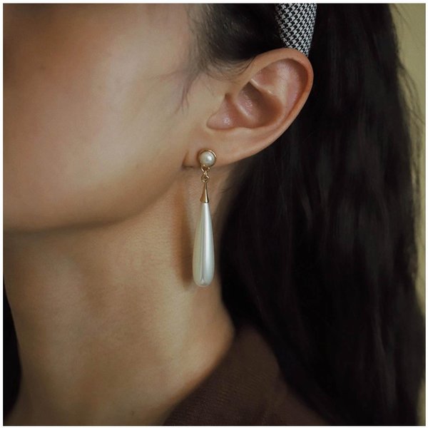 Iaceble Boho Teardrop pearl Earrings Thin pearl Drop Earrings Gold Long pearl Dangle Earrings Vintage pearl Earrings Jewelry for Women and Girls