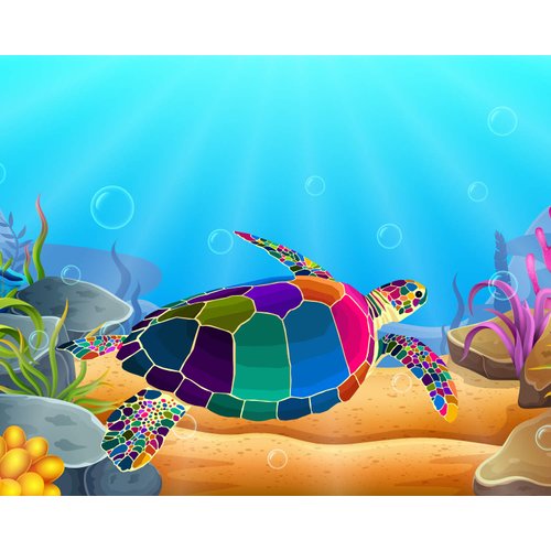 Tookeen Paint by Numbers Kit for Kids - DIY Painting Craft Kits - 20x16 Inch Acrylic Oil Painting On Canvas- Painting Set for Childrens, Beginners, Colorful Sea Turtle for Home Wall Decor