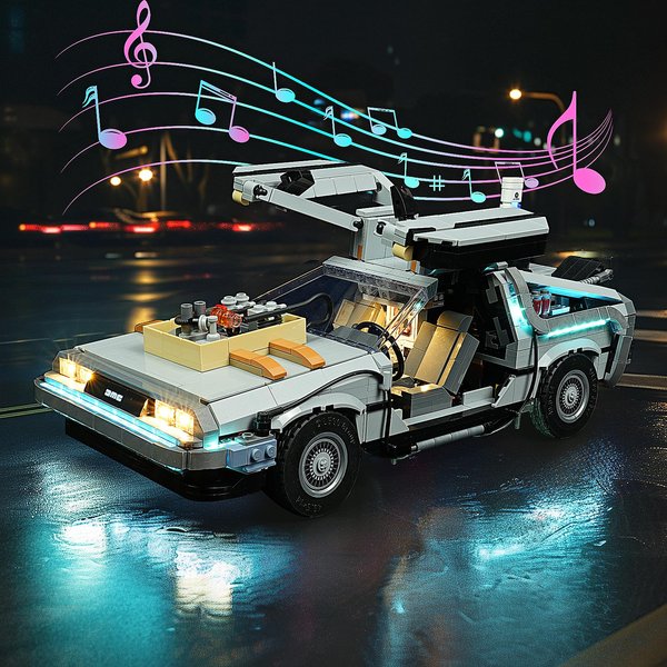 BRICKSHINING LED Lighting Compatible with Lego Back to The Future Time Machine 10300, Light Kit Compatible with Lego 10300, Giving Light to Model, NOT Included The Model Set（Music Version）