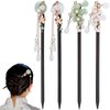 Healeved 4 PCS Chinese Hair Sticks Hair Chopsticks for Women Vintage Tassel Hair Pin Chinese Hairpins Wooden Hair Sticks for Thick Hair Chinese Traditional Flower Hair Sticks