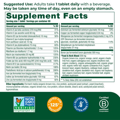 MegaFood Women's One Daily Multivitamin for Women - with Iron, B Complex, Vitamin C, Vitamin D, Biotin and More - Plus Real Food - Immune Support Supplement - Bone Health - Vegetarian - 60 Tabs