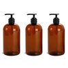 Grand Parfums EMPTY 16 Oz BLACK Plastic Soap Dispenser Bottles with White Lotion Pumps, for Gel, Soap, Shampoo, Body Lotion, Cream, Refillable (3 Bottles)