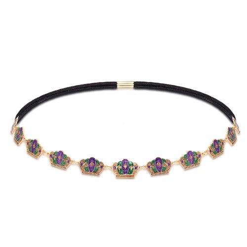 HZEYN Mardi Gras Headband Glitter Crown Stretch Headbands Hair Band Party Costume Headwear Hair Accessories (Crown)