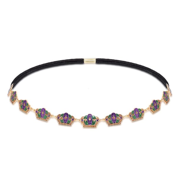 HZEYN Mardi Gras Headband Glitter Crown Stretch Headbands Hair Band Party Costume Headwear Hair Accessories (Crown)