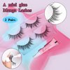 J.Fabrizio 2 Pairs Clear Band Lashes Natural Long 3D Wispy Mink Eyelashes Lightweight Invisible Band Eye Lashes False Eyelashes HH16-4