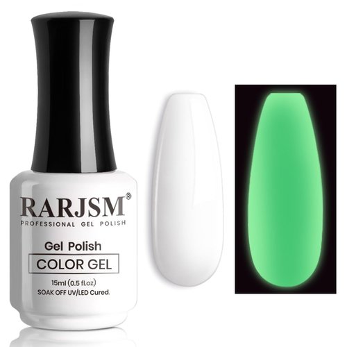 RARJSM Glow in the Dark Gel Nail Polish White Glow in Dark Effect Gel Polish Luminous Gel Nail Polish Soak off U V/LED Cured Required Nail Art Manicure 1PCS 15ml for Salon DIY at Home for Women Girls