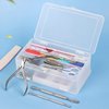 Double-Layer Nail Art Tool Storage Box Personal Box Storage Case for Nail Art Pens Nail Brush Container Case Manicure Nail Tools (White)