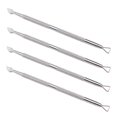 4 Pieces Nail Cuticle Pusher Stainless Steel Cuticle Pusher Triangle Cuticle Peeler Scraper Cuticle Pusher Gel Nail Polish Nail Art Cuticle Remover Tool, Silver