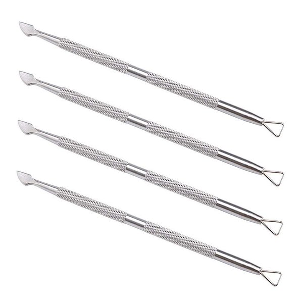 4 Pieces Nail Cuticle Pusher Stainless Steel Cuticle Pusher Triangle Cuticle Peeler Scraper Cuticle Pusher Gel Nail Polish Nail Art Cuticle Remover Tool, Silver