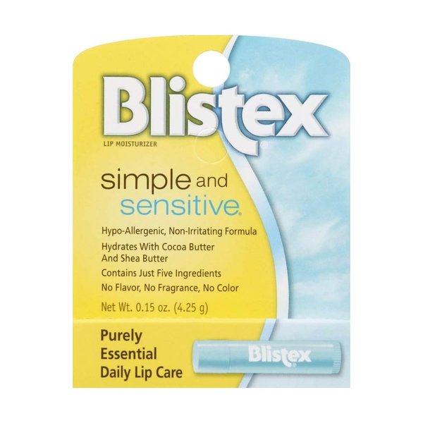 Blistex Simple & Sensitive Lip Moisturizer 0.15 oz (Pack of 3)