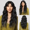 Black Long Curly Wigs for Women Synthetic Curly Natural Black Wig with Curtain Bangs Hair Replacement Wig for Girls Daily Party Use 28 Inches