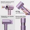 Tinsol Hair Dryer, 500 Million Plasma Professional Hair Dryer, 130000RPM High Speed Brushless Motor Blow Dryer Quick Drying Low Noise with Magnetic Nozzle and Essential Oil Capsules for Home(Purple)