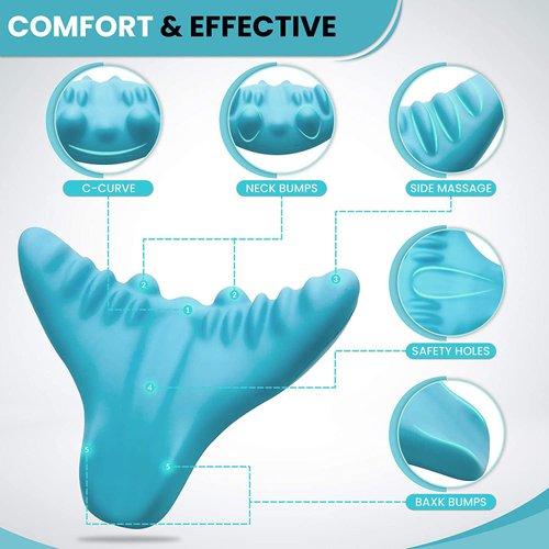 Cervical Spine Massage Pillow, Portable Neck and Shoulder Relaxer Neck Massage Pillow, Cervical Spine Alignment Chiropractic Pillow Cervical Neck Traction Device Neck Stretcher for TMJ Pain Relief