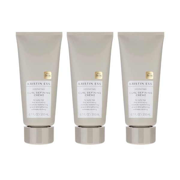 Kristin Ess Hair Ultra Light Curl Defining Cream - Avocado Oil + Castor Oil - Frizz Control + Hair Smoothing, Hydrating, Moisturizing, Soft Finish, Shine Enhancing, Vegan, 6.7 fl oz (Pack of 3)