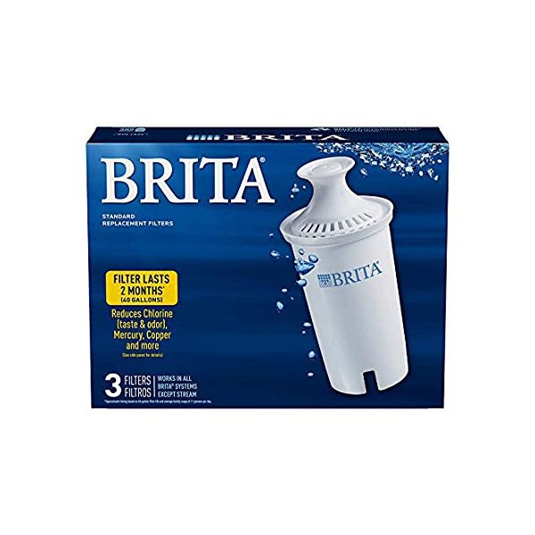Brita 3 Count Water Filter Pitcher Advanced Replacement Filters (Packaging May Vary) (3 Pack)