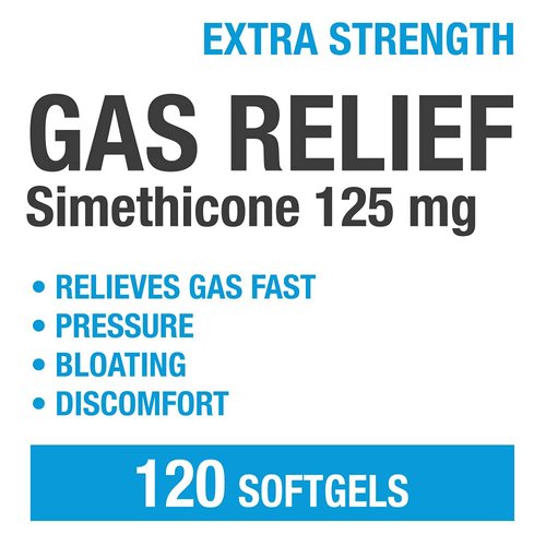 Puregen Labs Extra Strength Gas Relief Softgels with Simethicone 125 mg | Fast Relieve of Pressure, Bloating and Painful Discomfort – 3 Pack | Total 360 Softgels