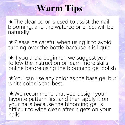 SUPWEE Blooming Gel Nail Polish Marble Nail Polish Gel Watercolor Ink Gel Nail Polish Flower Nail Art Blossom Gel for Spreading Marble Effect Soak Off UV Gel Manicure 8 Colors 7ml(0.25fl oz)