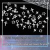 RODAKY 40PCS Planet Nail Charms 3D Star Nail Jewelry Silver Cross Nail Art Charms Dangle Star Charms for Nail Crystal Rhinestones Shiny Starlight Nail Gems Y2k Nail Decoration for Manicure DIY