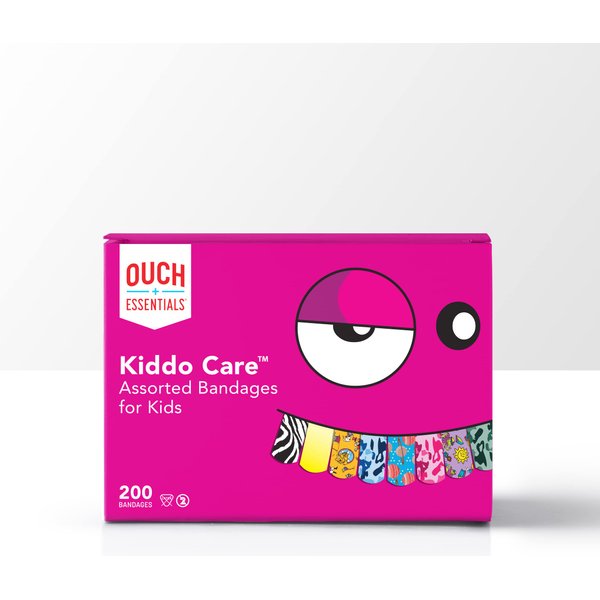 Ouch Essentials Kiddo Care - Kids Adhesive Bandages, Assorted Styles, 200 Count