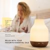 Essential Oil Diffuser Lamp, White Ceramic + Brown Wood, Ultrasonic 180ml Whispersoft, 4 Timers | 5 Light Settings, Auto Shut Off, Home + Office, Humidifier Air Purifier Aromatherapy