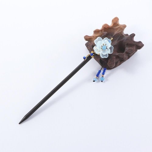 Pokinge 5pcs Colored Glaze Flower Antique Hairpin Tassel Wooden Hairpin Elegant Hair Clasp Vintage Hanfu Headdress Han Costume Accessories Antique Hairpin