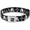 Dog Collar Seatbelt Buckle Buckle Down Skulls Wings Black White 9 to 15 Inches 1.0 Inch Wide