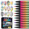 SAVILAND Nail Art Pens Set: 12 Colors Quick Drying 3D Nail Polish Pens Acrylic Paint Nail Art Markers Color-fast Nail Point Graffiti Dotting Tools Drawing Painting Liner Nail Art Design Pens Home DIY