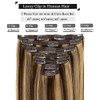 Loxxy New Version Thick Hair Extensions Clip in Human Hair Full Head Chocolate Brown Mixed with Light Golden Brown P#4/12 Silky Straight Glam Seamless Clip in Hair Extensions 7pcs 18 Inch 120g