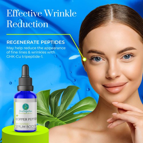 Skin Perfection Copper Peptides Serum for Face & Hair - Anti Aging Serum with GHK Copper Peptide for Fine Lines & Wrinkles - DIY Make Your Own Face & Hair Serum Mix with Any Skin Care Product 0.5oz