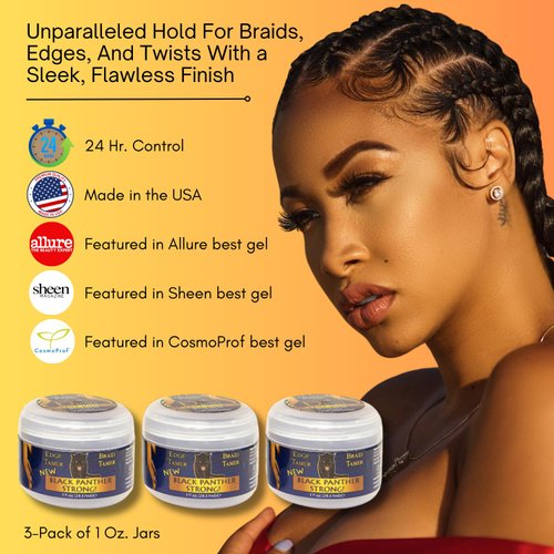 The Roots Naturelle Black Panther Edge Control 1 oz (3 Pc Pack) Plus Free Edge Brush