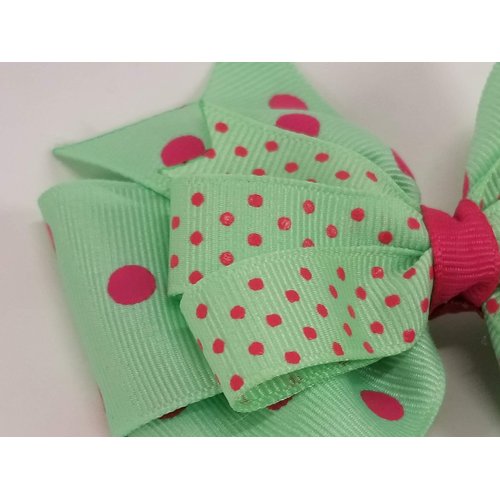 Green and Pink Dots Hair Bow