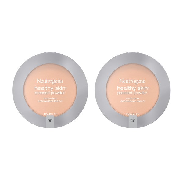 Neutrogena Healthy Skin Pressed Makeup Powder Compact with Antioxidants & Pro Vitamin B5, Evens Skin Tone, Minimizes Shine & Conditions Skin, Medium 40,.34 oz (Pack of 2)