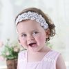 Bethynas Baby Girls Soft Lace Headband Embroidery Flower Cotton Toddler Hairband Baptism Infant Elastic Headband Birthday Party Hair Accessory for Newborn Baby (C)