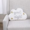 NoJo White Cloud with Gold & Silver Embroidery "Good Night" Decorative Pillow with Moon & Stars, White, Silver, Gold (2609723P)