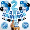APINWIN Blue Black Boss 2nd Birthday Party Decorations for Boy, Boss Theme Baby 2 Years Old Birthday Decorations, Boss Cake Topper, Boss Boy Two Years Old Birthday Party Favor Balloons