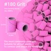 Terossy 180 Fine Grit Sanding Bands for Nail Drill, 200Pcs Nail Sanding Bands Nail Drill Bits with 1 Mandrel, Electric Nail Sanding Bits for Manicures and Pedicures, Pink