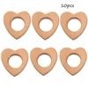 Arakierst 10pcs Organic Wood Heart Teether Pure Natural Animal Shape Beech Wooden Teether Handmade Grasping Pattern DIY Pacifier Chain Pendant