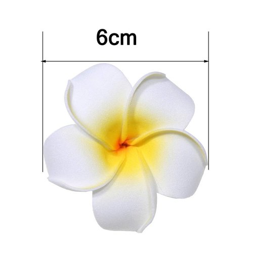 4 Pcs 7cm Colorful Foam Hawaiian Frangipani Artificial Plumeria Flowers Hat Hair Clips-White and Pink Head Flower Party Beach Hair Clips for Party Beach Wedding Party Headdress Decoration, Clips