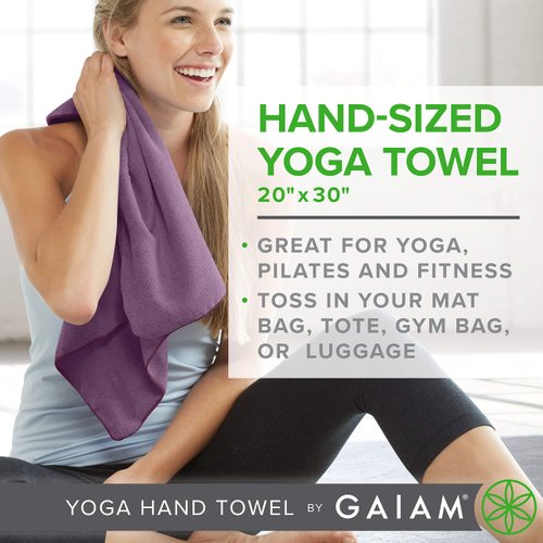 Gaiam Yoga Hand Towel, Granite Storm/Citron 30.00" x 20.00"