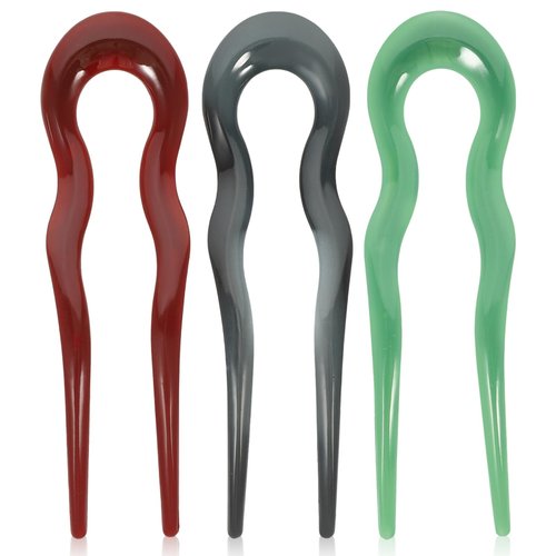 minkissy French Hair Fork for Buns U Shaped Plastic Hair Pin For Thin Thick Hair Vintage Updo Hair Accessories For Women Girls 3Pcs