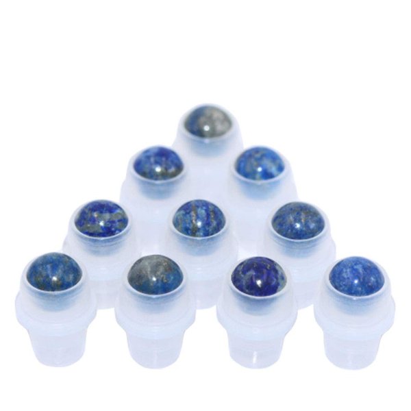Furnido 10 Pack Natural Crystal Stones Roller Balls For Essential Oils,Use of Standard 5ml 10ml Replacement Roller Balls,Essential Oil Roller Bottles Polished Gemstone With Plastic Insert,Lapis Lazuli