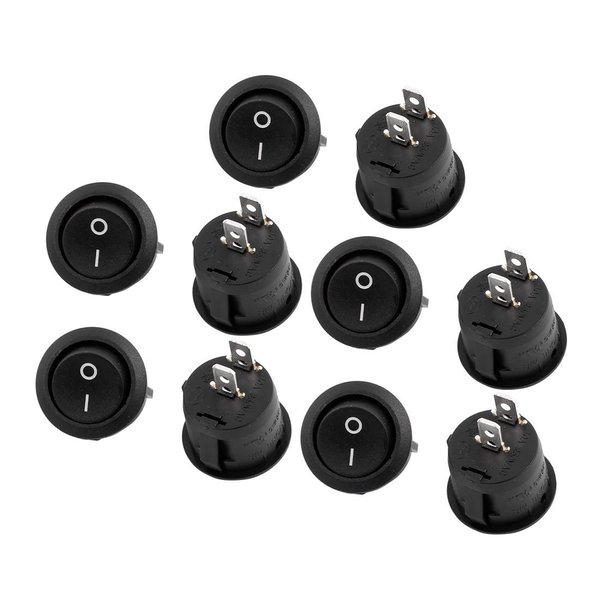 uxcell 10 Pcs Black Round Button SPST On/Off Rocker Switch AC 125V/12A 250VAC/10A