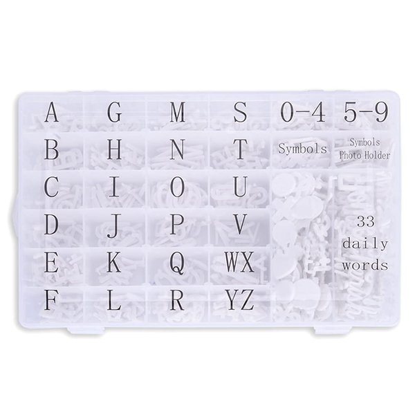 Letter Board Letters, 713 PRE-Cut Characters (3/4 and 1 Inch, White) with Sorting Tray