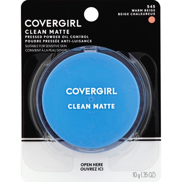 COVERGIRL Clean Oil Control Pressed Powder, Warm Beige 545, 0.35 Ounce Pan