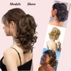 12“Claw Curly Ponytail Extension Clip in Short Curl Wavy Pony Hair Extension Jaw Clip on Pony Tail Synthetic Short Wave Hairpiece for Women (#8B)