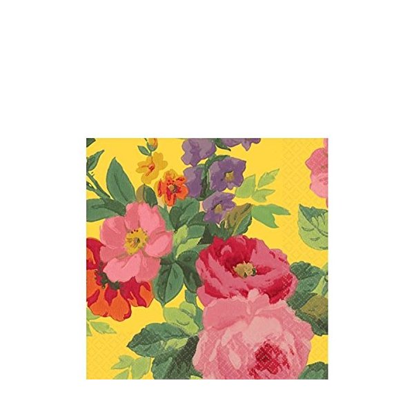 Amscan Decorative Bright Roses Party Beverage Paper Napkins (16 Pack), 5 x 5, Multicolored