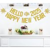 Hello 2025,Happy New Year Banner,2025 New Years sign Decor,Goodbye 2024,Cheers 2025,Christmas New Years Eve Party Decor Supplies Gold