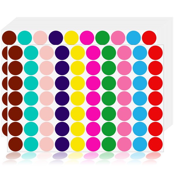 1120 PCS Colored Dot Stickers Round Color Coding Labels Circle Dots Labels Stickers Polka Circle Dot Stickers Label Sticker for Office,Classroom,Papers Etc